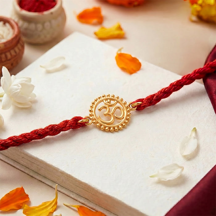 Mandala Om Gold Plated Silver Rakhi and Evil Eye Lumba Combo