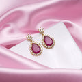 Maroon Dreams Gold Plated 925 Sterling Silver Drop Earrings