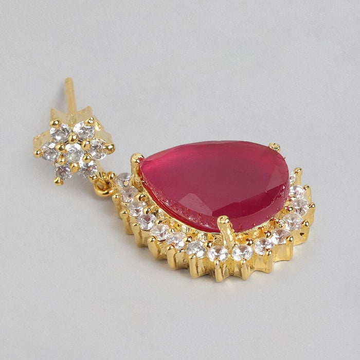 Maroon Dreams Gold Plated 925 Sterling Silver Drop Earrings