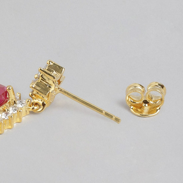 Maroon Dreams Gold Plated 925 Sterling Silver Drop Earrings