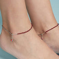 Maroon Evil Eye 925 Sterling Silver Anklet