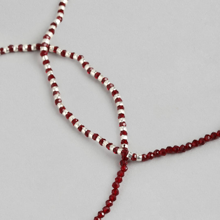 Maroon Evil Eye 925 Sterling Silver Anklet