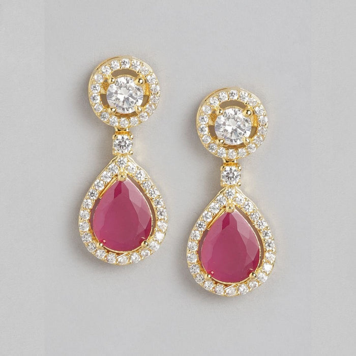 Maroon Majesty Gold-Plated 925 Sterling Silver Drop Earrings
