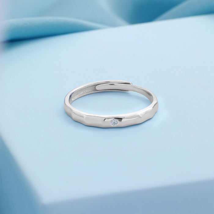 Masculine Brilliance Rhodium Plated 925 Sterling Silver Men's Ring