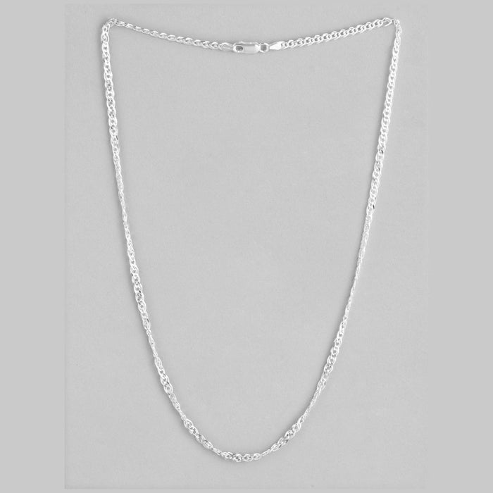 Masculine Elegance Rhodium-Plated Sterling Silver Weave Chain for Men
