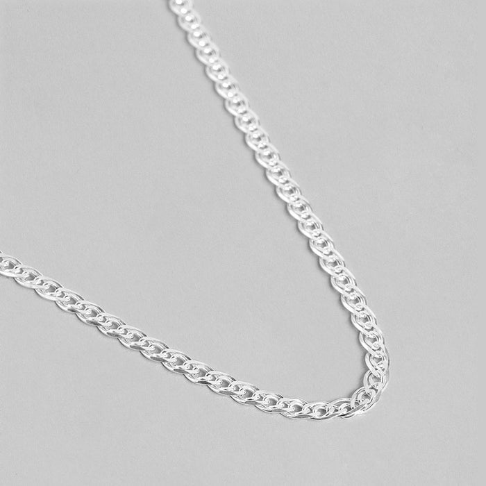 Masculine Elegance Rhodium-Plated Sterling Silver Weave Chain for Men