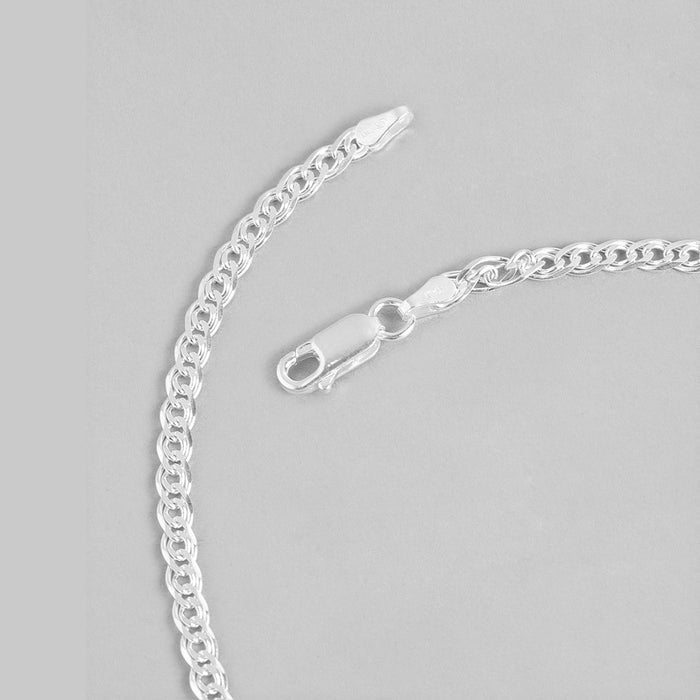 Masculine Elegance Rhodium-Plated Sterling Silver Weave Chain for Men
