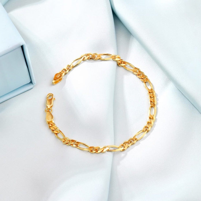 Masculine Gold-Plated 925 Sterling Silver Men's Figaro Bracelet