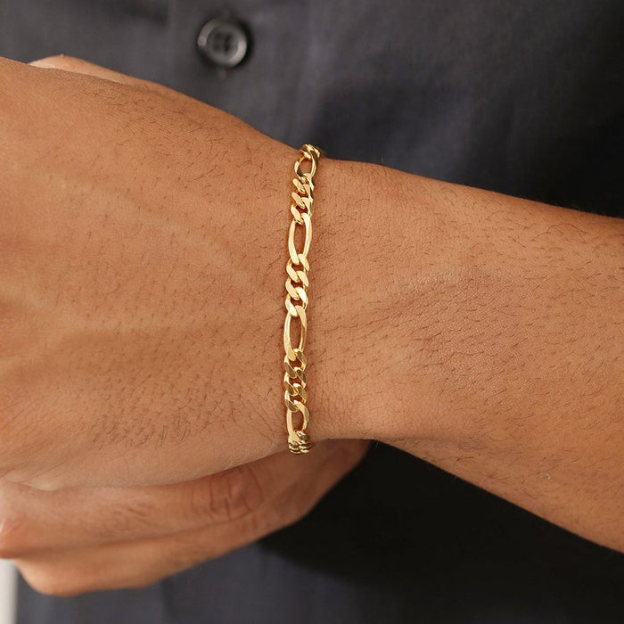 Masculine Gold-Plated 925 Sterling Silver Men's Figaro Bracelet