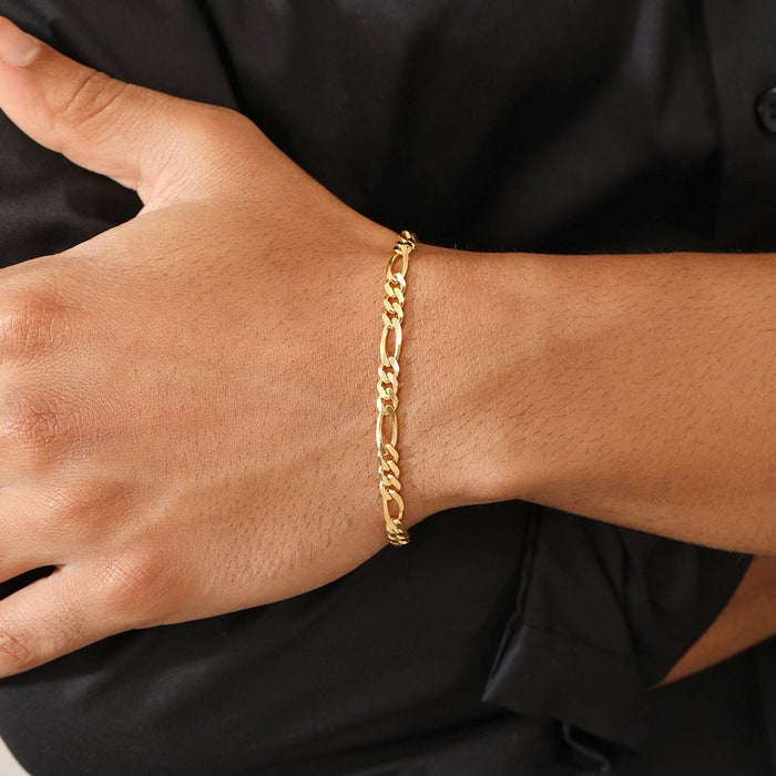 Masculine Gold-Plated 925 Sterling Silver Men's Figaro Bracelet