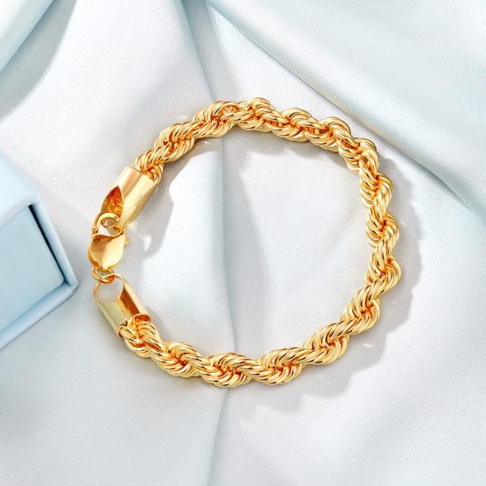 Masculine Gold-Plated 925 Sterling Silver Men's Twisted Chain Bracelet