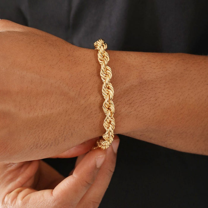 Masculine Gold-Plated 925 Sterling Silver Men's Twisted Chain Bracelet
