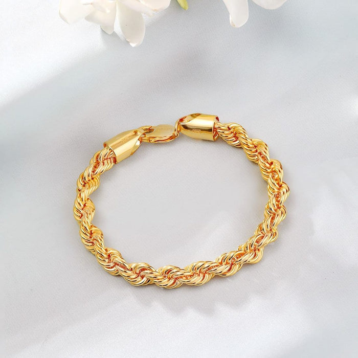 Masculine Gold-Plated 925 Sterling Silver Men's Twisted Chain Bracelet