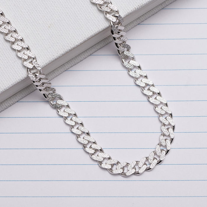 Masculine Links SIlver Plated 925 Sterling Silver Men's Chain