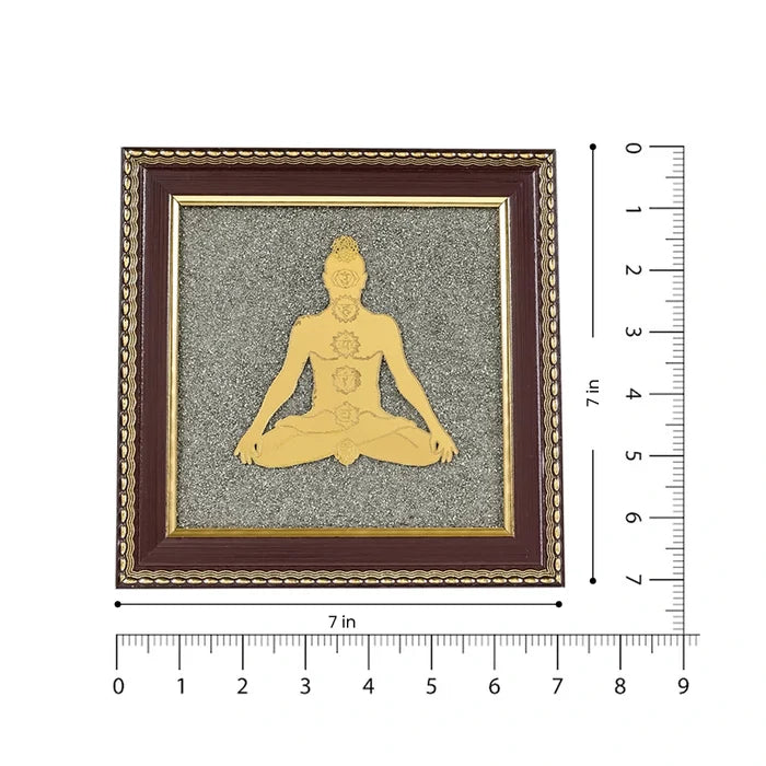 Meditating 7 Chakra Body Raw Pyrite Frame for Energy Alignment - view 2