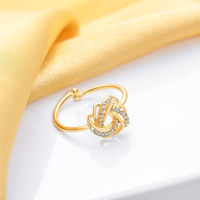 Mesmerizing Weave Gold plated 925 Sterling Silver Adjustable Ring (Adjustable)