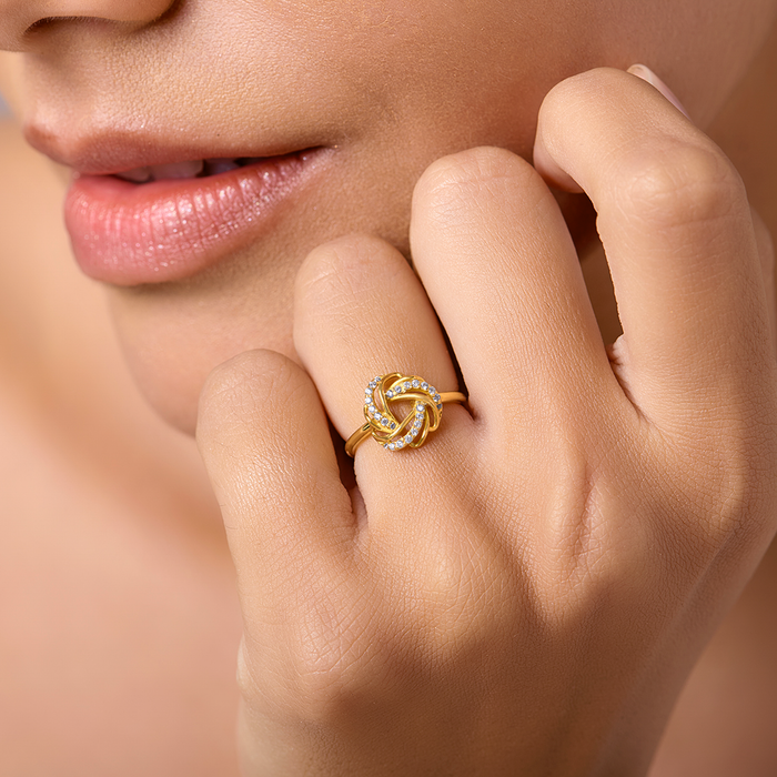 Mesmerizing Weave Gold plated 925 Sterling Silver Adjustable Ring (Adjustable)