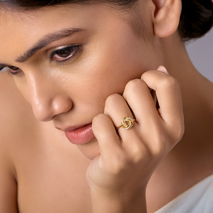 Mesmerizing Weave Gold plated 925 Sterling Silver Adjustable Ring (Adjustable)