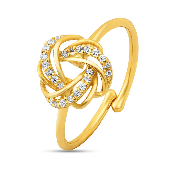 Mesmerizing Weave Gold plated 925 Sterling Silver Adjustable Ring (Adjustable)