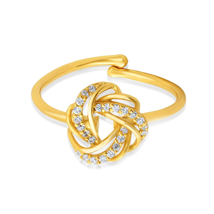 Mesmerizing Weave Gold plated 925 Sterling Silver Adjustable Ring (Adjustable)