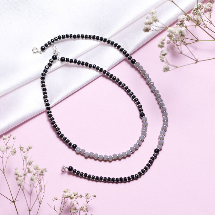 Midnight Radiance Rhodium Plated 925 Sterling Silver Anklet