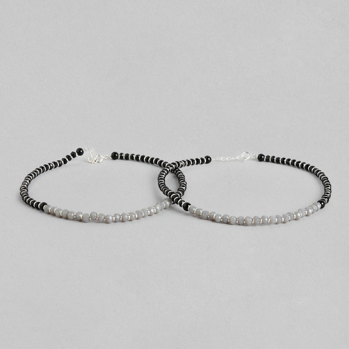 Midnight Radiance Rhodium Plated 925 Sterling Silver Anklet