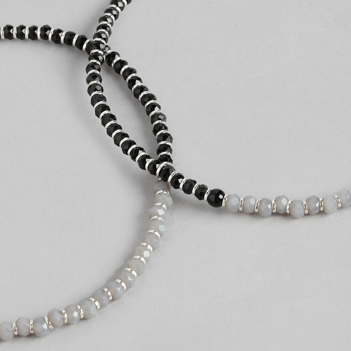 Midnight Radiance Rhodium Plated 925 Sterling Silver Anklet