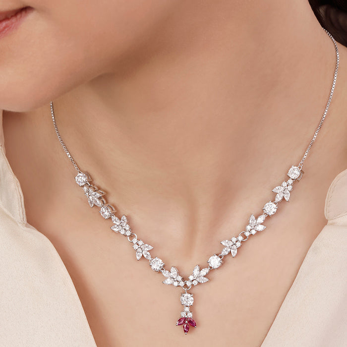 Midnight Reverie Rhodium Plated 925 Sterling Silver Necklace