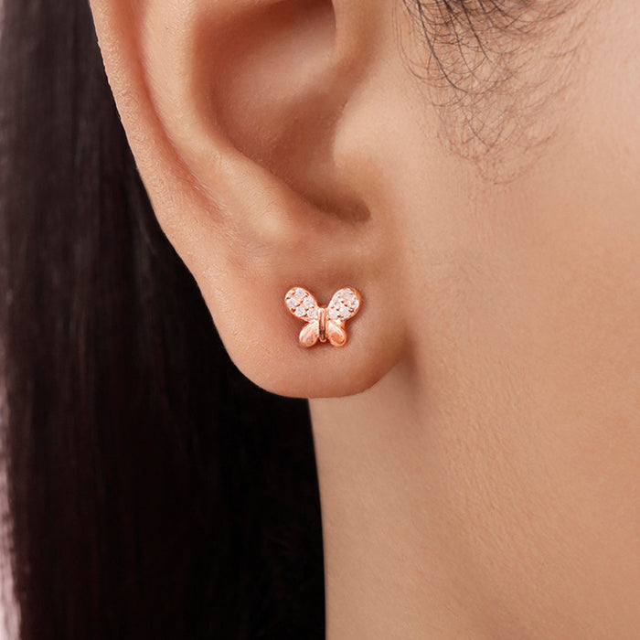 Mini Butterfly Rose Gold Plated 925 Sterling Silver Earrings