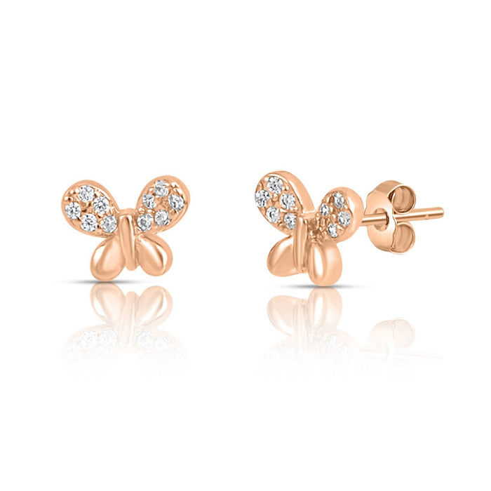 Mini Butterfly Rose Gold Plated 925 Sterling Silver Earrings