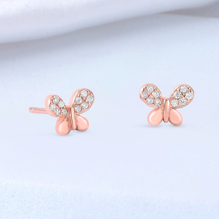 Mini Butterfly Rose Gold Plated 925 Sterling Silver Earrings