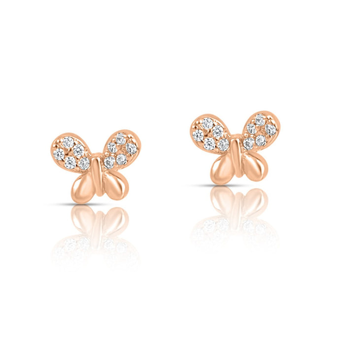 Mini Butterfly Rose Gold Plated 925 Sterling Silver Earrings