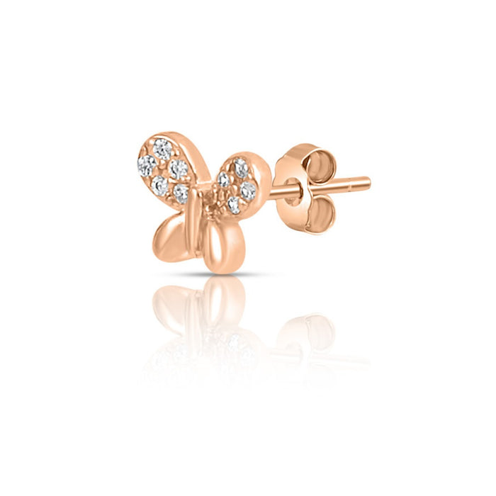 Mini Butterfly Rose Gold Plated 925 Sterling Silver Earrings