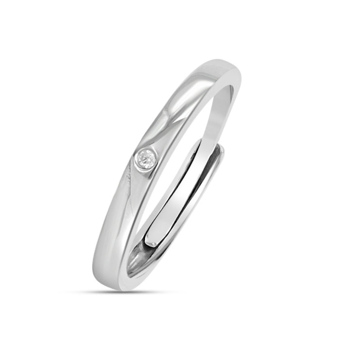 Mini CZ Studded Rhodium Plated 925 Sterling Silver Ring (Adjustable)