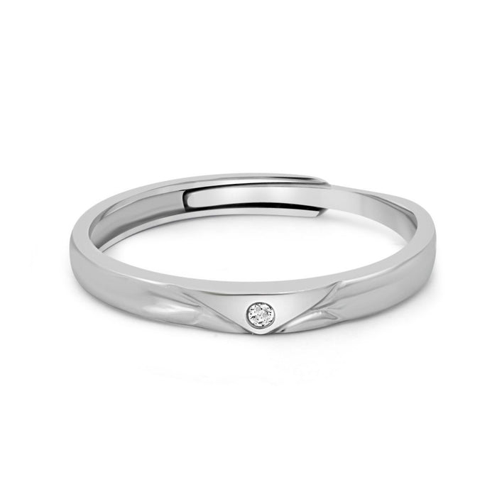 Mini CZ Studded Rhodium Plated 925 Sterling Silver Ring (Adjustable)