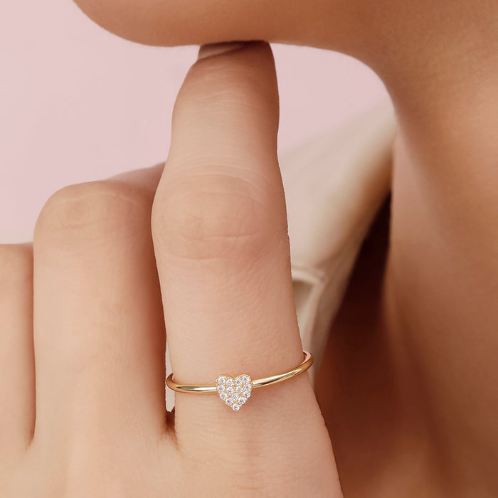 Mini Heart Gold Plated 925 Sterling Silver Ring