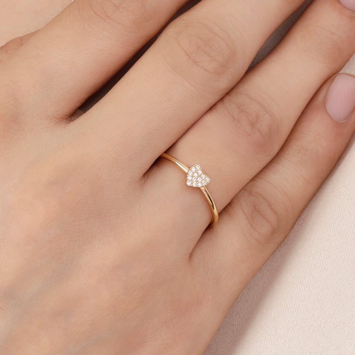 Mini Heart Gold Plated 925 Sterling Silver Ring