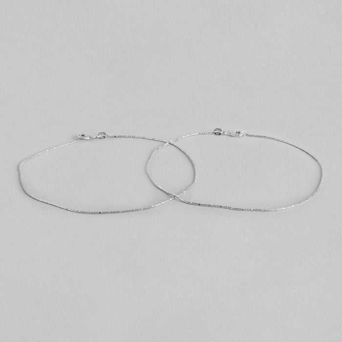 Two delicate 925 Sterling Silver chain anklets for women. Minimalist silver ankle bracelets – Zavya