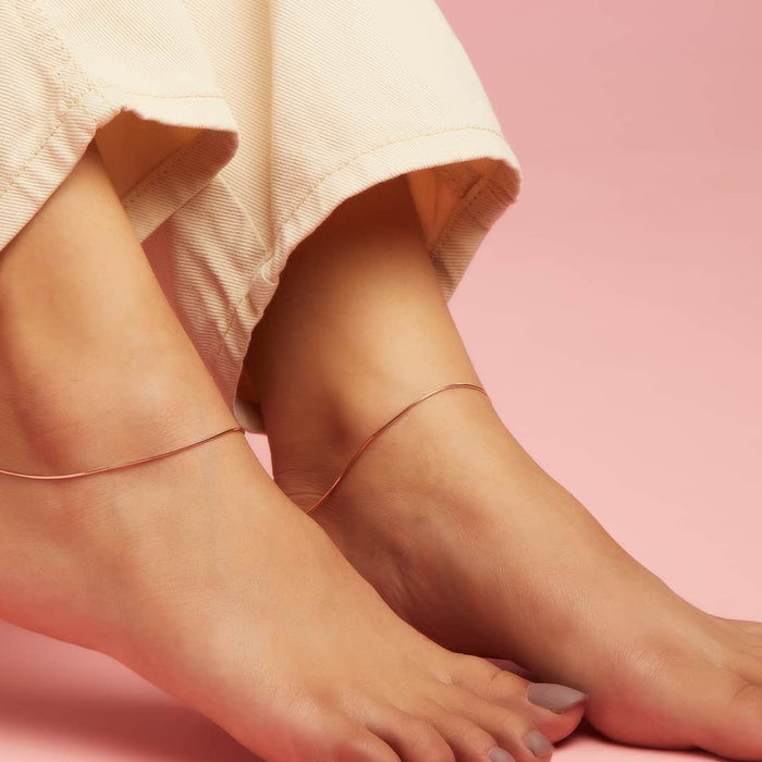 Minimal Chain Rose Gold Please 925 Silver Chain Anklet (Adjustable)