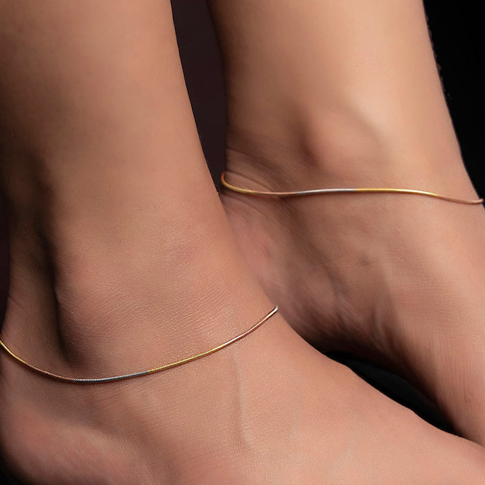 Minimal Chain Triple Tone  925 Sterling Silver Anklet