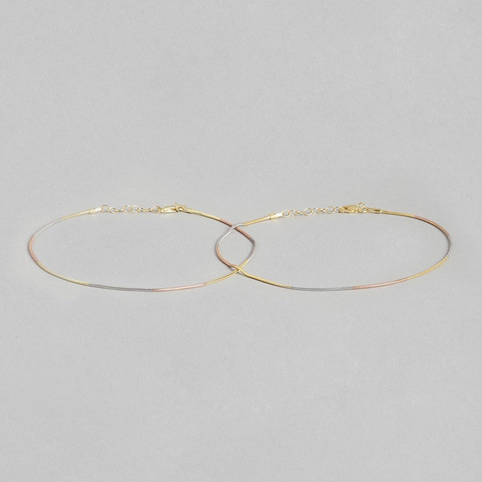 Minimal Chain Triple Tone  925 Sterling Silver Anklet