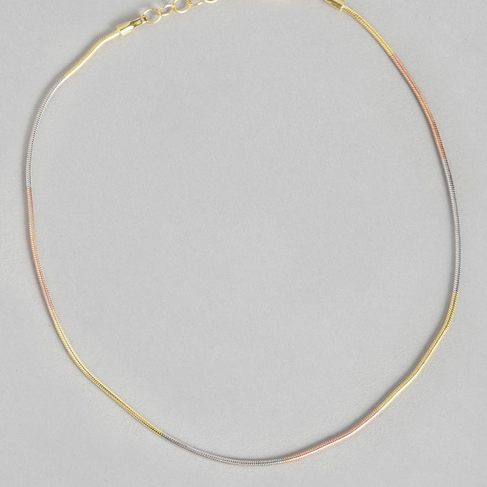 Minimal Chain Triple Tone  925 Sterling Silver Anklet