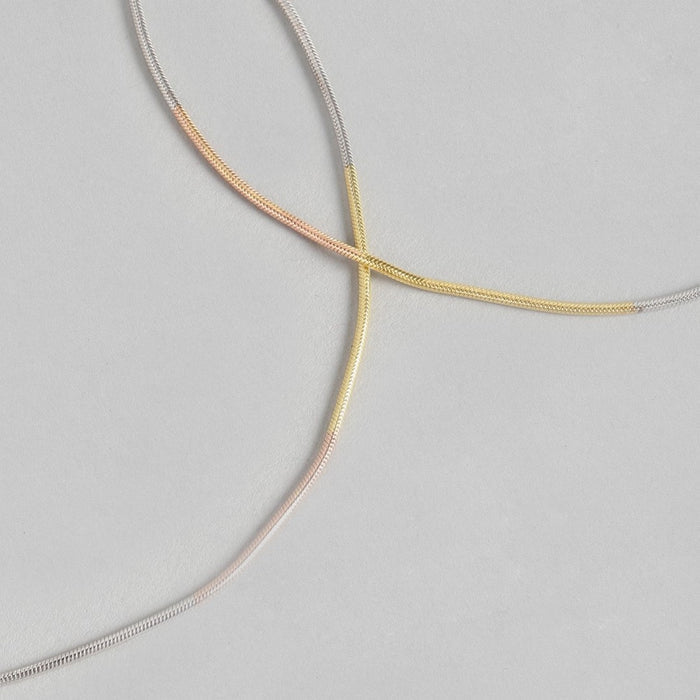 Minimal Chain Triple Tone  925 Sterling Silver Anklet
