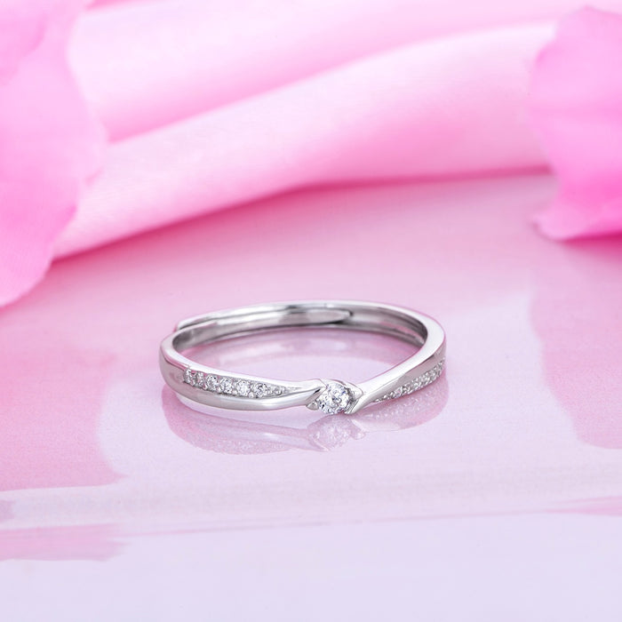 Minimal CZ studded adjustable 925 Sterling Silver ring for women. Elegant silver jewelry – Zavya