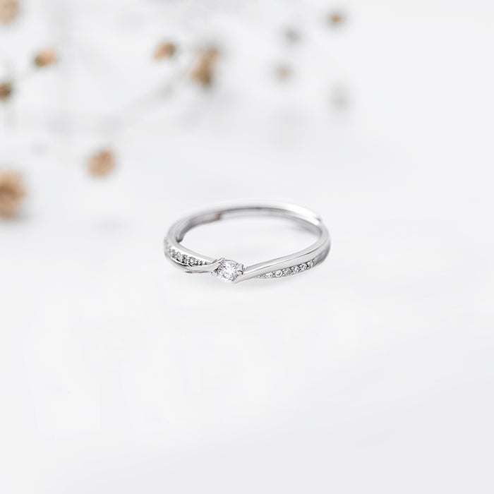 Minimal CZ studded 925 Sterling Silver adjustable ring for women featuring sparkling stones – Zavya