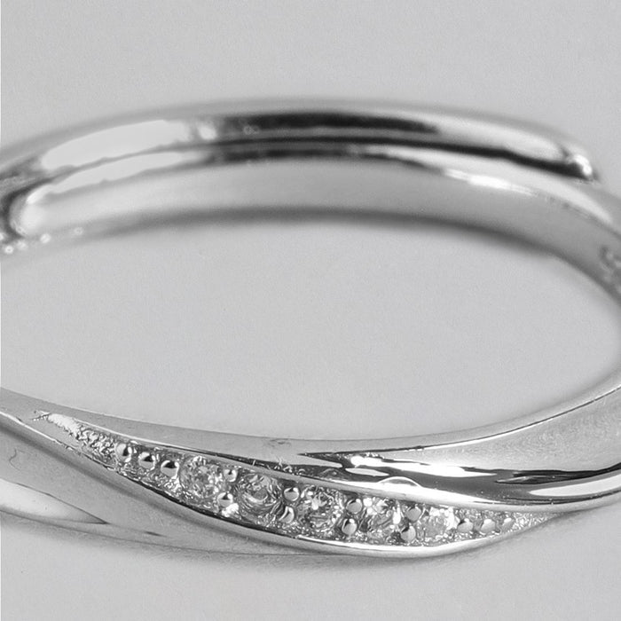 Minimal CZ Rhodium Plated 925 Sterling Silver Adjustable Ring For HER (Adjustable)