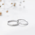 Minimal CZ Rhodium Plated 925 Sterling Silver Couple Ring (Adjustable)