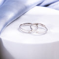 Minimal CZ Rhodium Plated 925 Sterling Silver Couple Ring