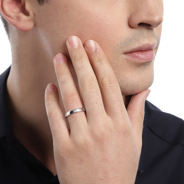 Minimal CZ Studded 925 Sterling Silver Couple Band (Adjustable)