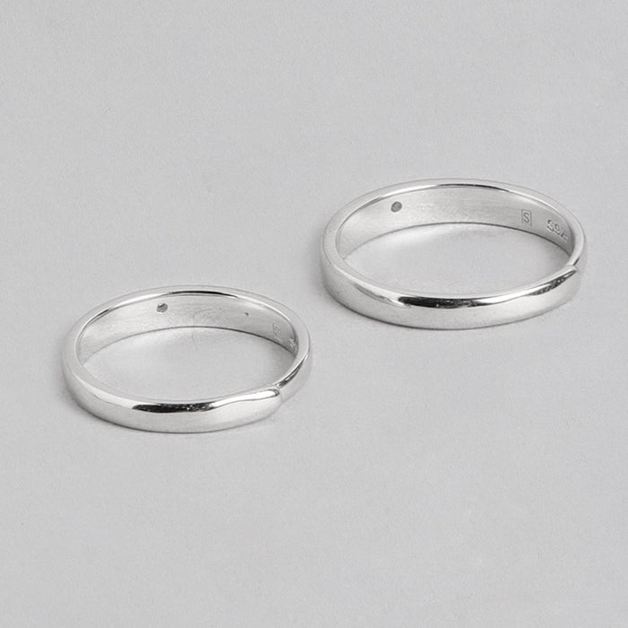 Minimal CZ Studded 925 Sterling Silver Couple Band (Adjustable)